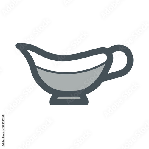 Unique vector icon representing a modern gravy boat design suitable for culinary applications and kitchen decoration