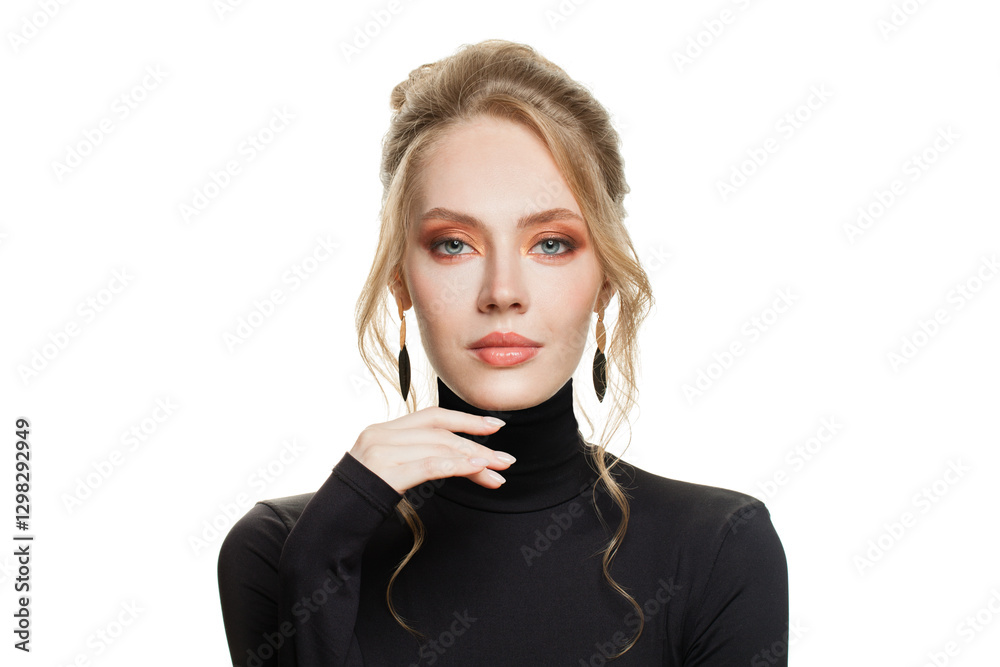 Φωτογραφία Stylish young adult woman with perfect hairstyle and make-up fashion beauty port