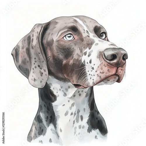 Cute and Creepy Pointer Dog Watercolor Clip Art - Adorable Yet Eerie Canine Illustration Perfect for Pet Lovers Art Projects and Unique Home Decor