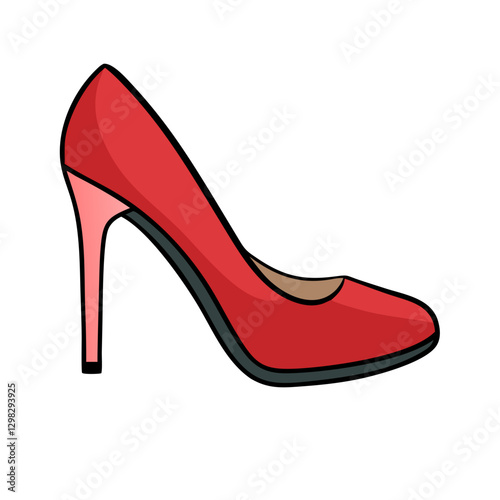 Stylish red high heel in a modern vector design, perfect for fashion enthusiasts and trendsetters looking to elevate their wardrobe