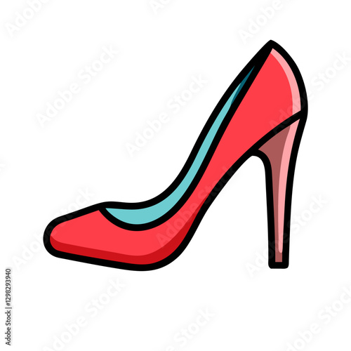 Stylish red high heel vector icon designed for fashion enthusiasts and designers seeking elegant shoe illustrations