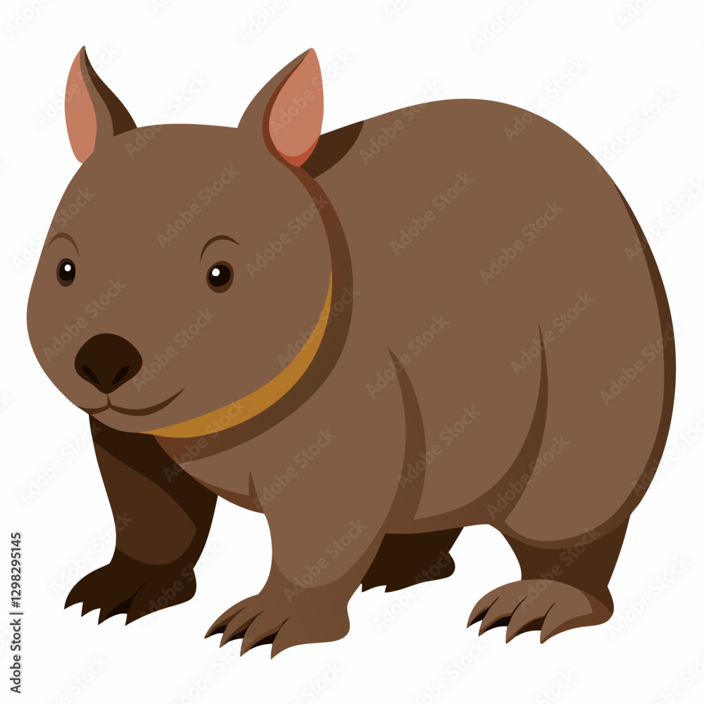 Fototapeta premium Wombat cartoon character smiling in a simple illustration style