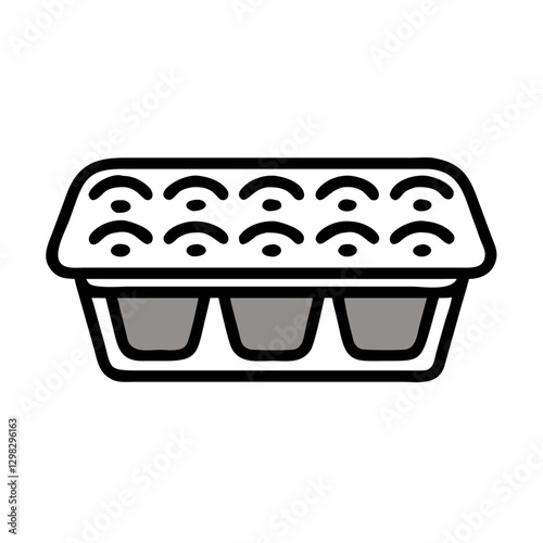 Muffin tin icon designed for cooking and baking applications, featuring twelve individual compartments for delicious muffins and cupcakes
