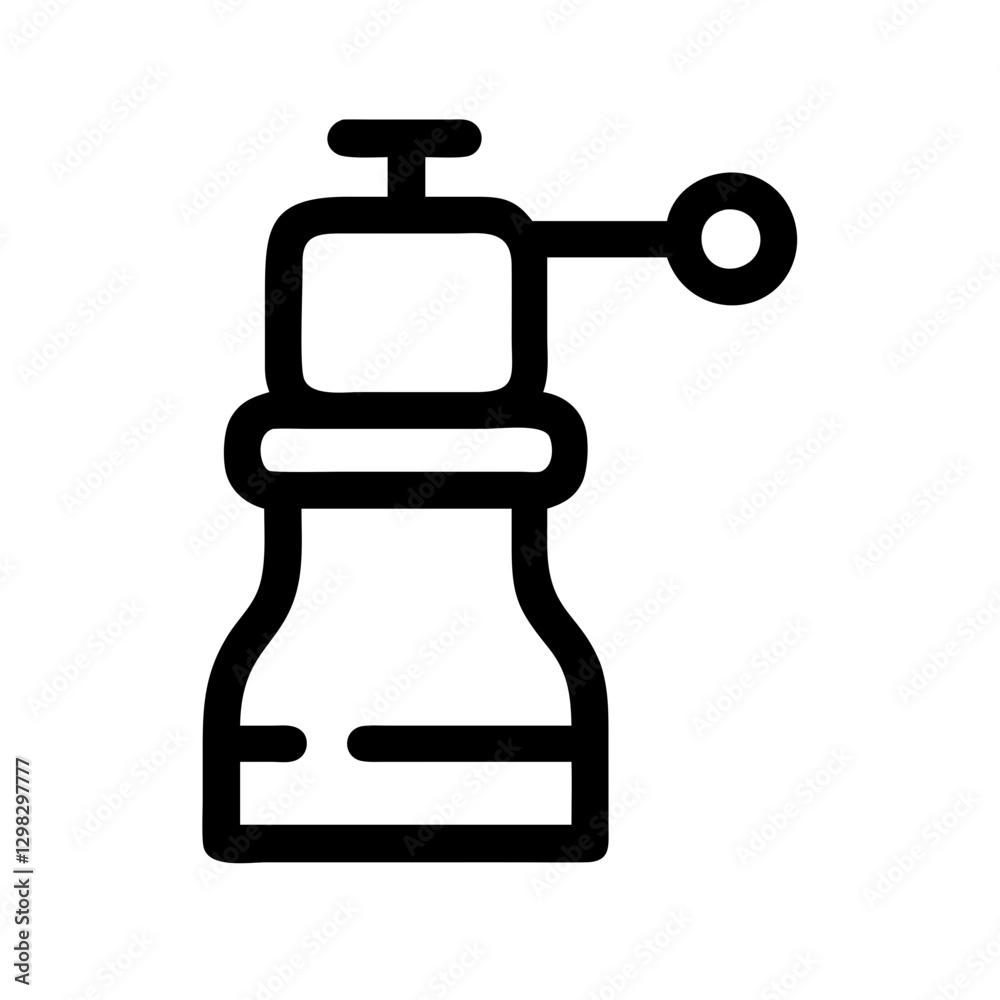 Classic pepper grinder icon in a minimalistic design suitable for culinary themes and kitchen decor Classic pepper grinder icon in a minimalistic design suitable for culinary themes and kitchen decor