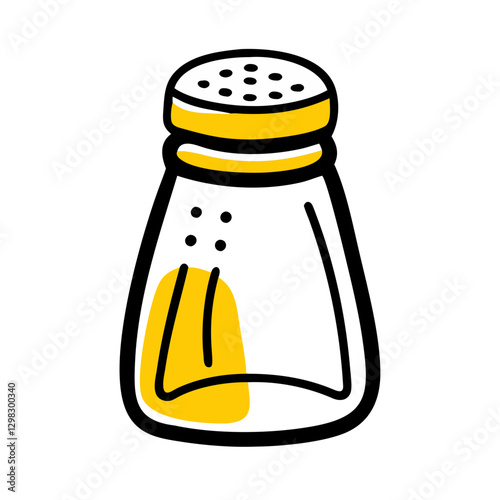 Salt shaker icon designed with simple lines and distinct colors, emphasizing its essential role in seasoning food