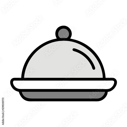 Vector icon of a serving tray with a cloche representing dining and hospitality settings