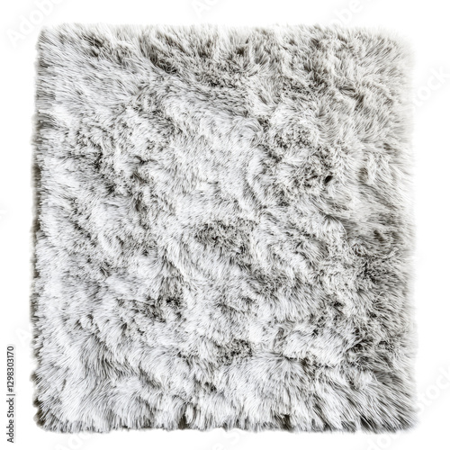 A light gray shaggy carpet on a transparent background,