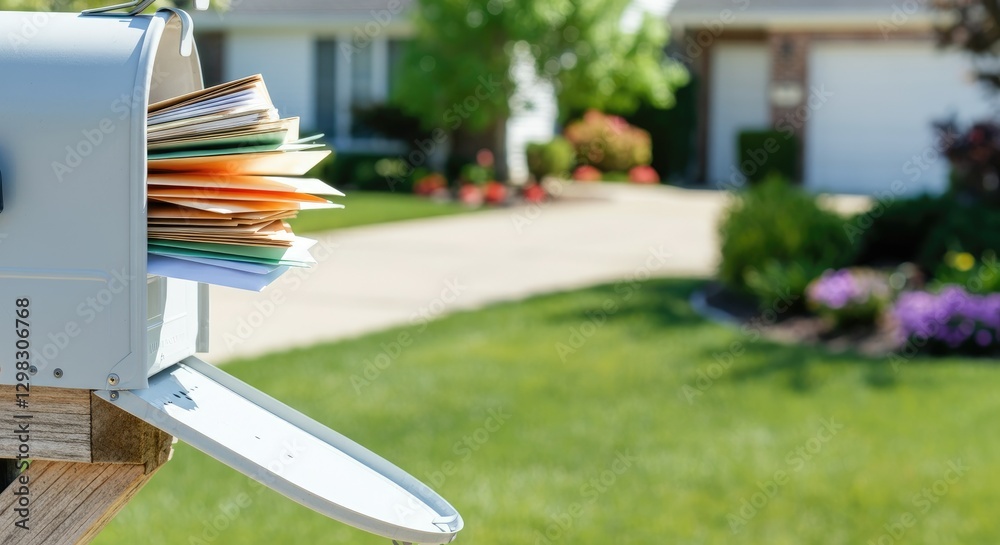 custom made wallpaper toronto digitalMailbox overflowing with colorful letters in suburban area