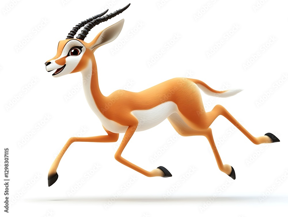Obraz premium Running cartoon antelope animation studio digital art playful scene