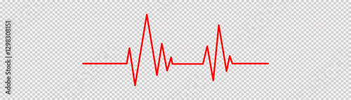 Red Pulse A vibrant red electrocardiogram (ECG) waveform representing the rhythm of life, heartbeat, and vital signs, symbolizing energy, urgency, and the essence of human existence in a medical