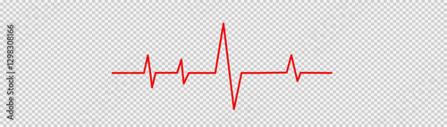 Red Pulse – A vibrant red electrocardiogram (ECG) waveform representing the rhythm of life, heartbeat, and vital signs, symbolizing energy, urgency, and the essence of human existence in a medical