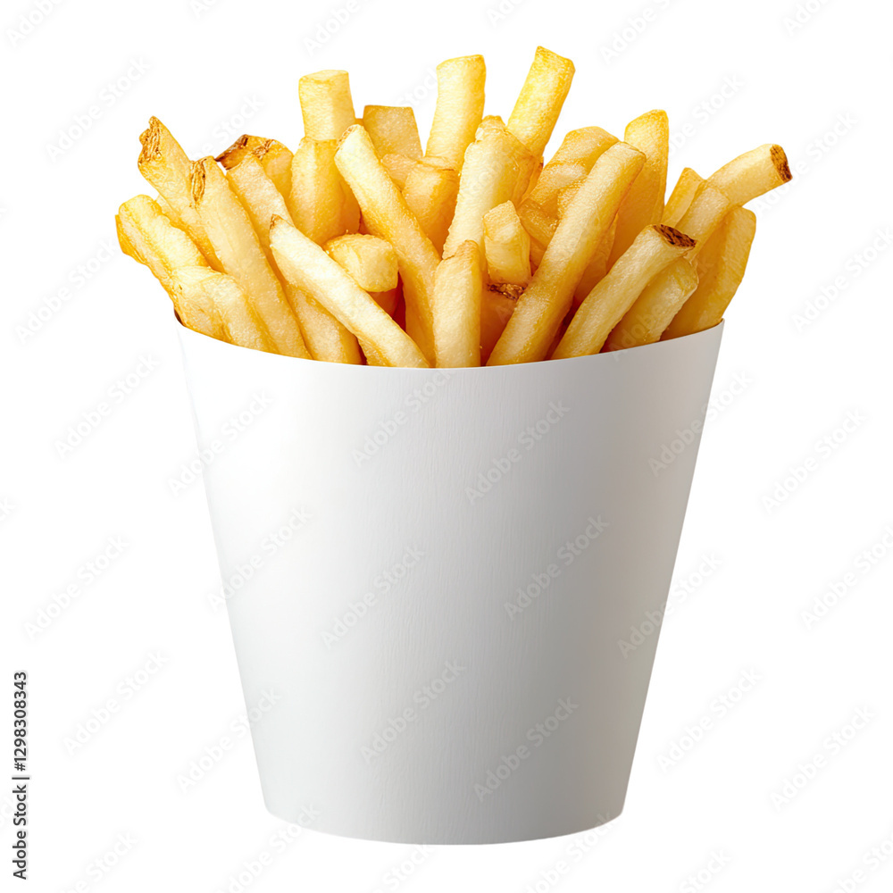 French fries in a paper cup, isolated on a transparent background French fries in a paper cup, isolated on a transparent background