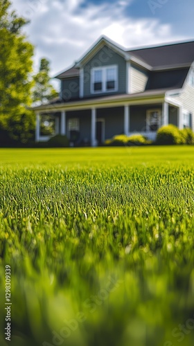 Wallpaper Mural Lush Green Grass in Front of a Beautiful House Under Clear Sky Torontodigital.ca