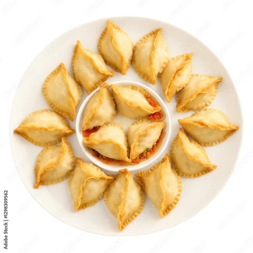 Fried Mandu - Crispy, deep-fried dumplings filled with minced meat, vegetables, and sometimes kimchi. Served with dipping sauces, these dumplings Fried Mandu - Crispy, deep-fried dumplings filled with minced meat, vegetables, and sometimes kimchi. Served with dipping sauces, these dumplings