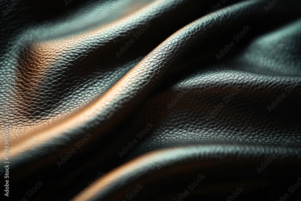 Textured black leather surface with subtle light reflections, ideal for luxury goods and high-end fashion backgrounds and design applications. Textured black leather surface with subtle light reflections, ideal for luxury goods and high-end fashion backgrounds and design applications.