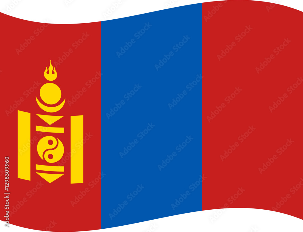 Mongolia waving flag illustrator of national icon Mongolia waving flag illustrator of national icon