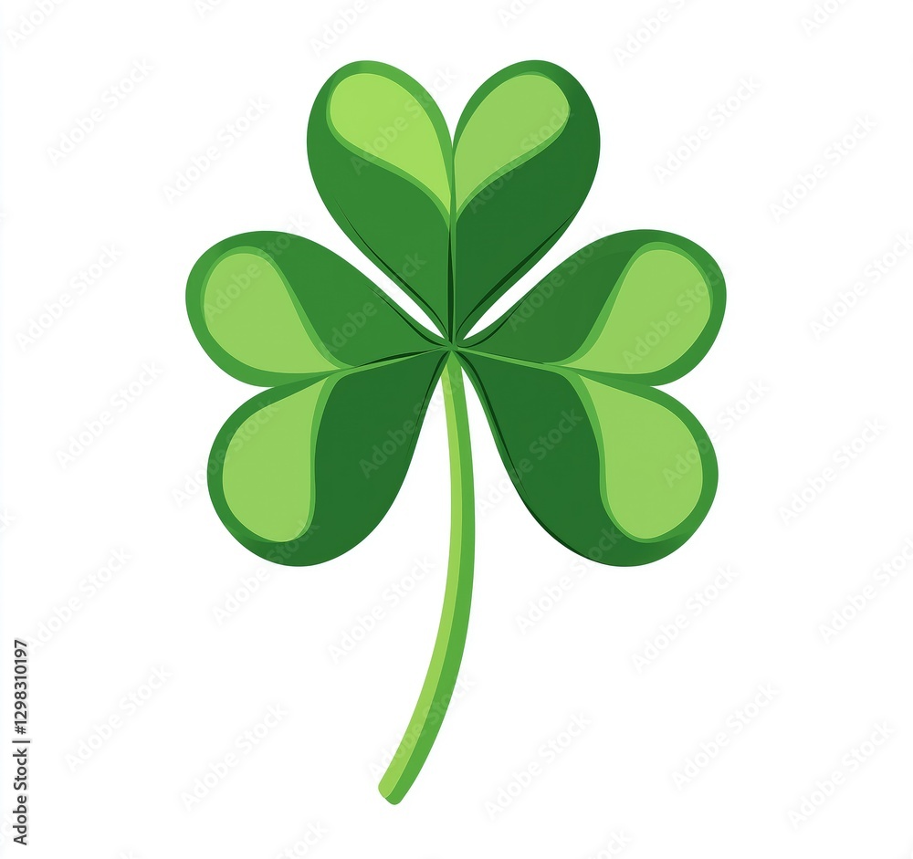 Minimalist vector icon of an Irish shamrock with bold, clean lines and solid green color, flat design on a white background, symbolizing luck and St. Patrick’s Day celebration. Minimalist vector icon of an Irish shamrock with bold, clean lines and solid green color, flat design on a white background, symbolizing luck and St. Patrick’s Day celebration.