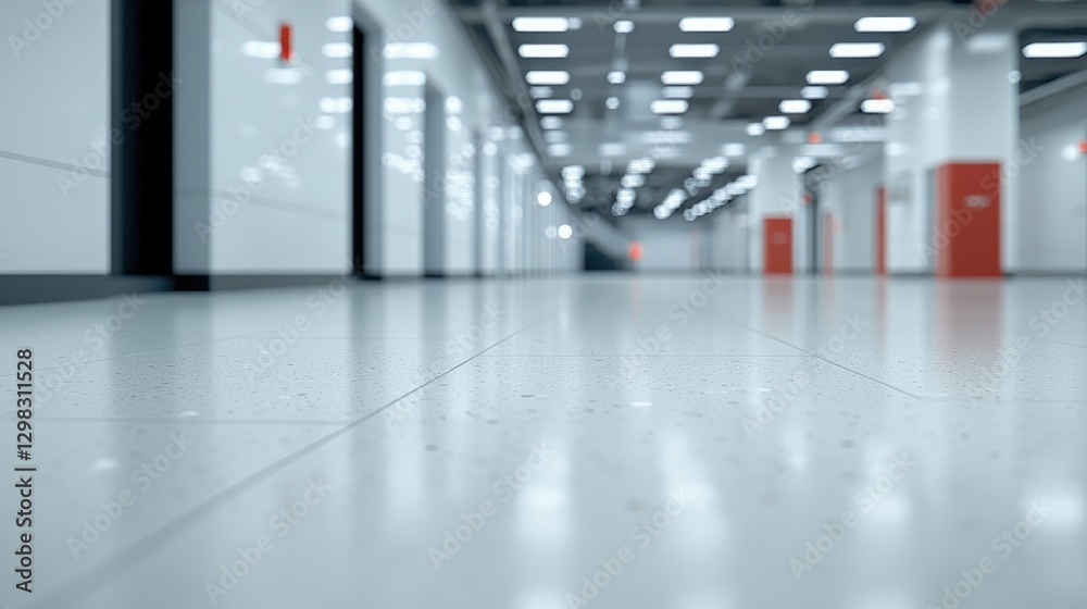 Empty modern hallway with white walls and floor. Possible use Interior design, architectural concept Empty modern hallway with white walls and floor. Possible use Interior design, architectural concept