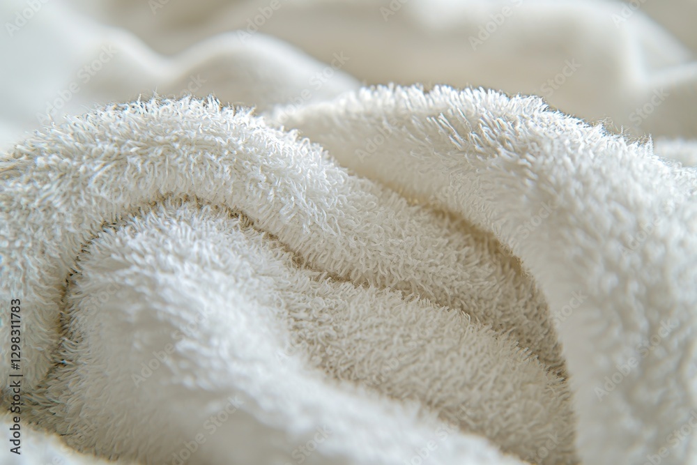 Close-up of a luxurious, soft white towel, capturing the delicate texture and plush fibers, evoking a sense of comfort and cleanliness for everyday use. Close-up of a luxurious, soft white towel, capturing the delicate texture and plush fibers, evoking a sense of comfort and cleanliness for everyday use.