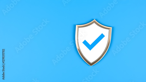 Free Download A White and Gold Shield with a Blue Checkmark on a Solid Blue Background, Symbolizing Security, Validation, and Trust - GFXLoad