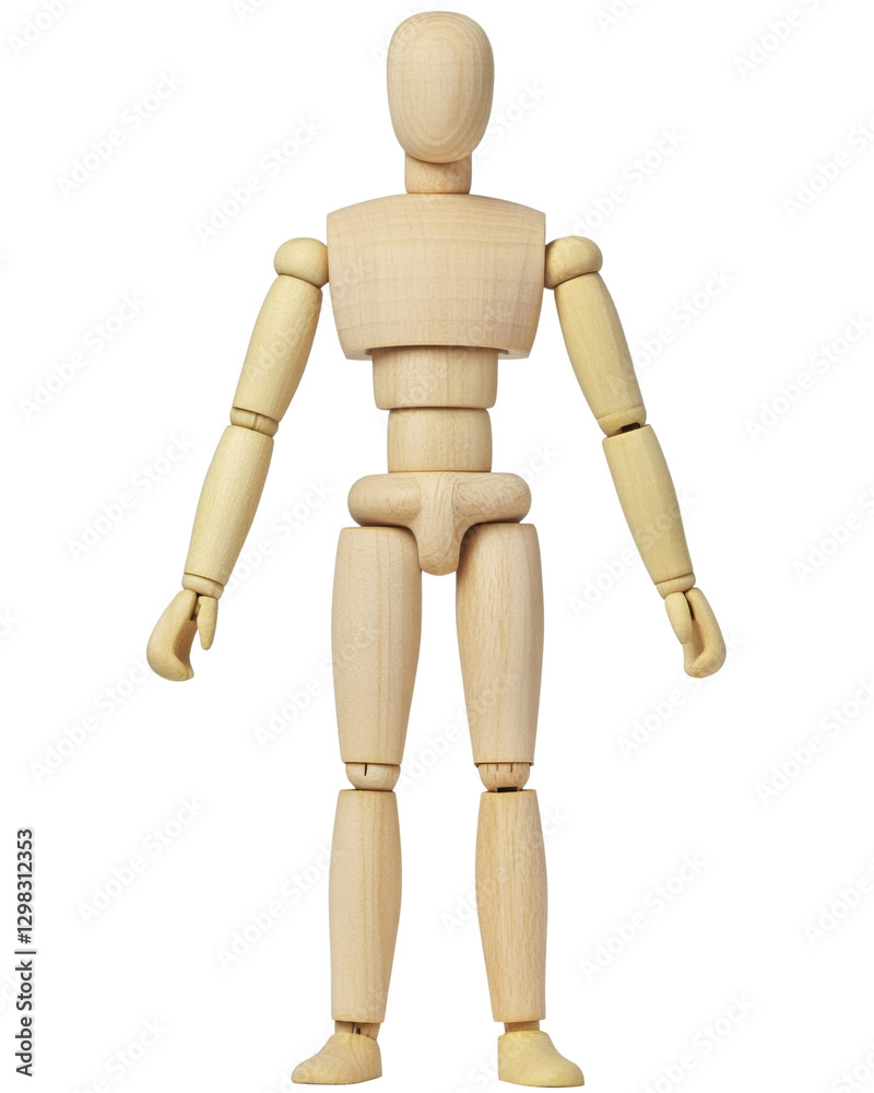 Wooden mannequin standing with transparent background Wooden mannequin standing with transparent background