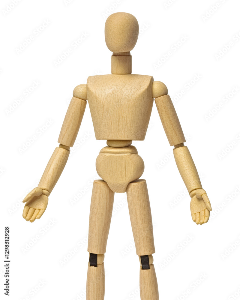 Wooden mannequin standing with open hands on transparent background Wooden mannequin standing with open hands on transparent background