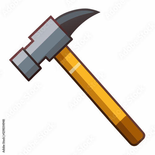 Hammer icon in flat design with yellow handle