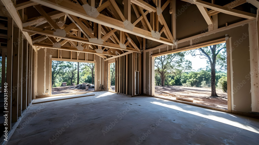 New House Construction Interior Wood Frame New House Construction Interior Wood Frame