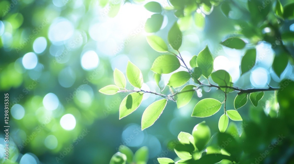Soft Green Leaves in Natural Light with Bokeh Background Effect Soft Green Leaves in Natural Light with Bokeh Background Effect