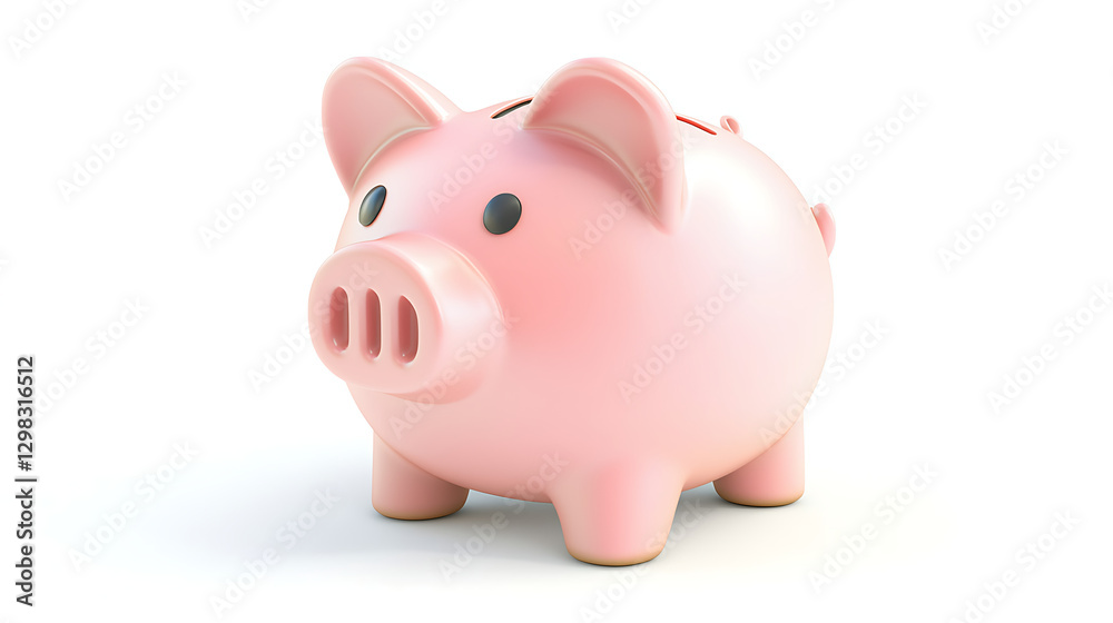 A pink piggy bank with a red coin inside A pink piggy bank with a red coin inside