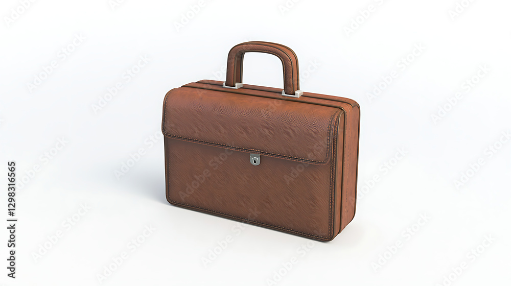 A brown leather briefcase with a silver zipper A brown leather briefcase with a silver zipper