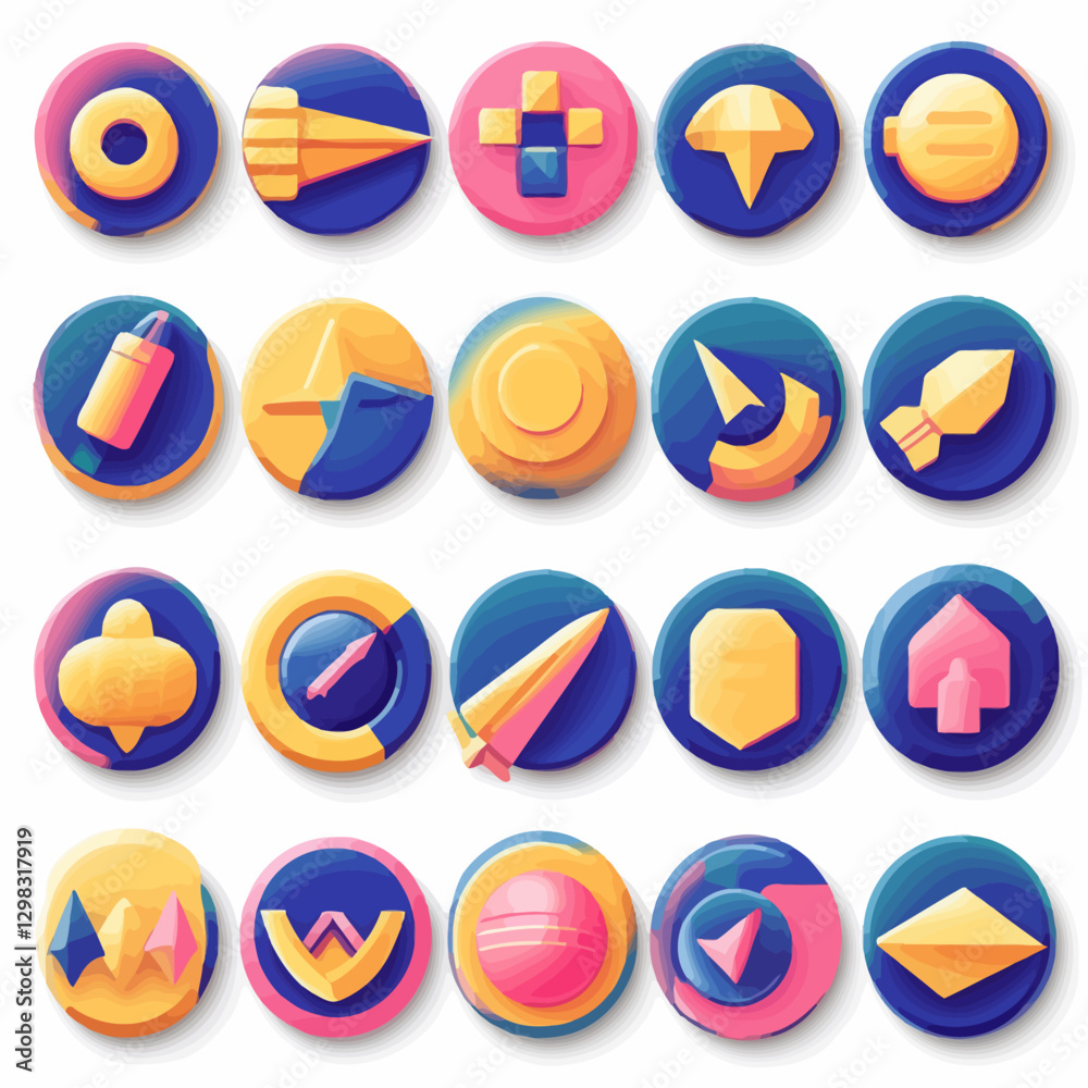 Collection of Abstract Gradient Game Icons on White Background Design Collection of Abstract Gradient Game Icons on White Background Design