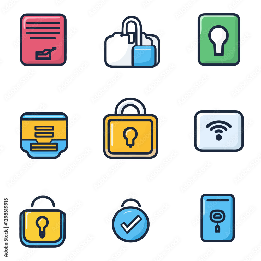 Security Icons Set: Data Protection, Wireless, and Business Solutions Security Icons Set: Data Protection, Wireless, and Business Solutions
