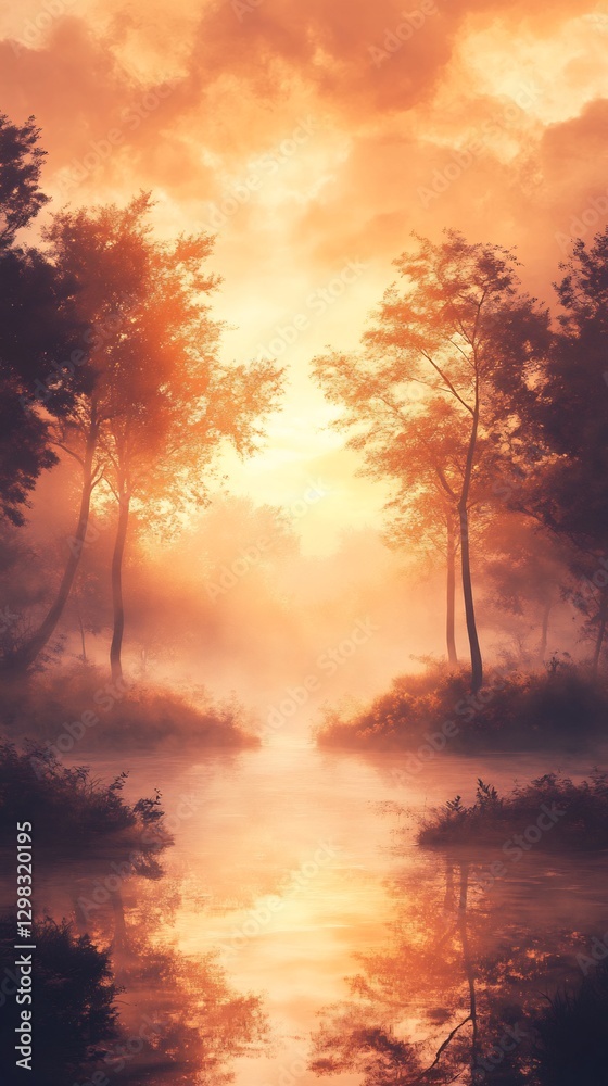 Fototapeta premium soft amber glow fading into misty haze