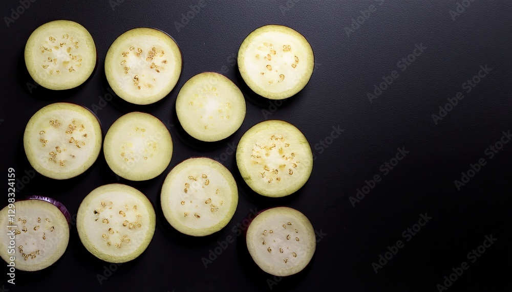 Sliced eggplant on a black background
Sliced eggplant on a black background