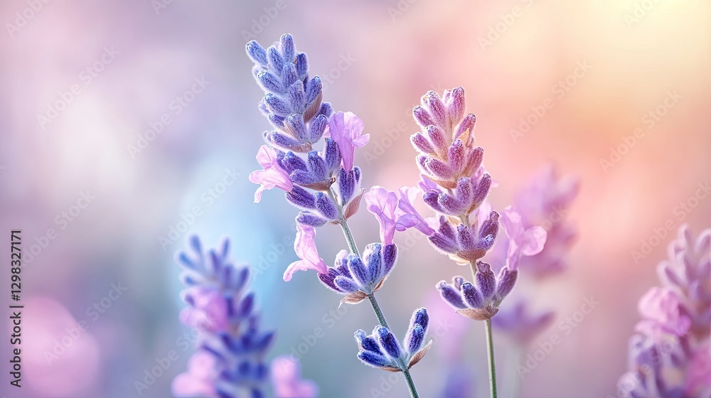 Naklejka premium Lavender blossoms in soft focus, beautiful light