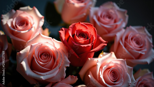 Sunlit Beauty: Roses Bathed in Warm Sunlight
