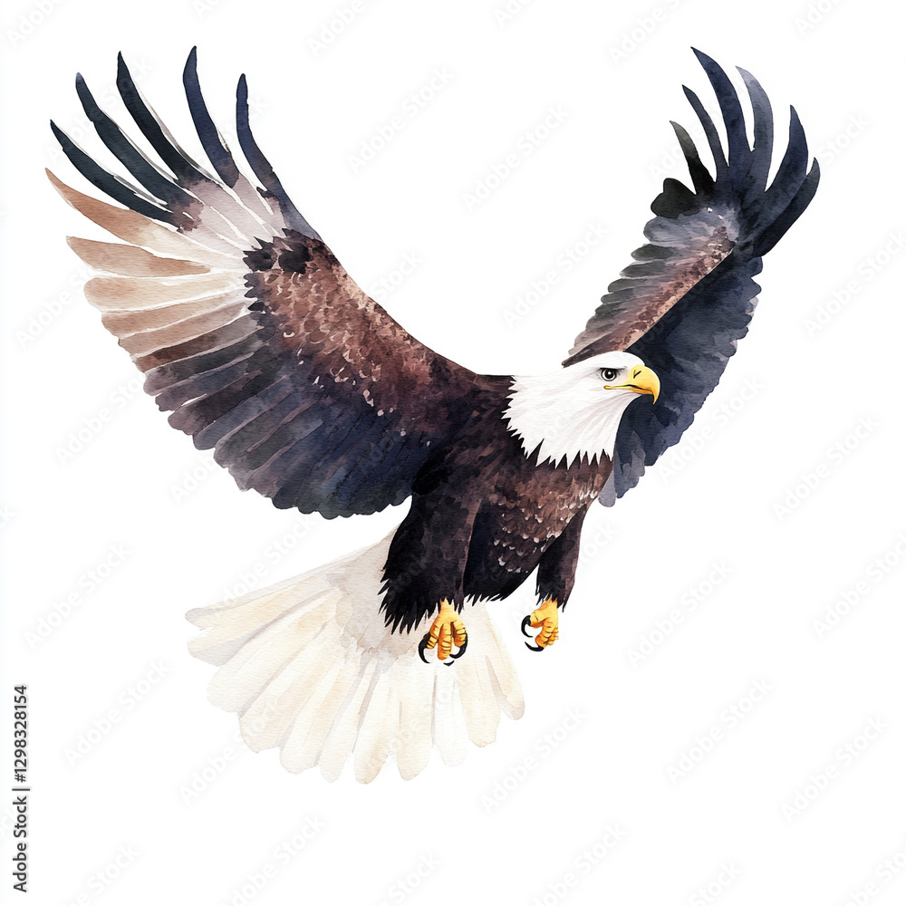 Obraz premium Majestic Eagle Soaring in Flight Against a Clear Sky Minimalist Design with Isolated Background Perfect for Nature Lovers and Wildlife Enthusiasts Seeking Stunning Imagery