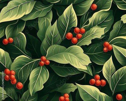 Lush coffee plant backdrop
