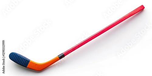A pristine white background showcases an ice hockey stick from above.  Sharp sports photography.