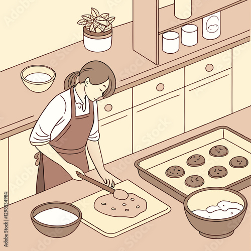 Person Baking Cookies In A Cozy Kitchen