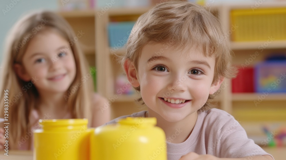 Smiling Children at a Table Smiling Children at a Table