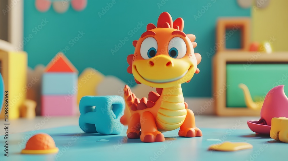 Fototapeta premium A fun, playful ad for a new kids toy brand featuring engaging animations and bright colors
