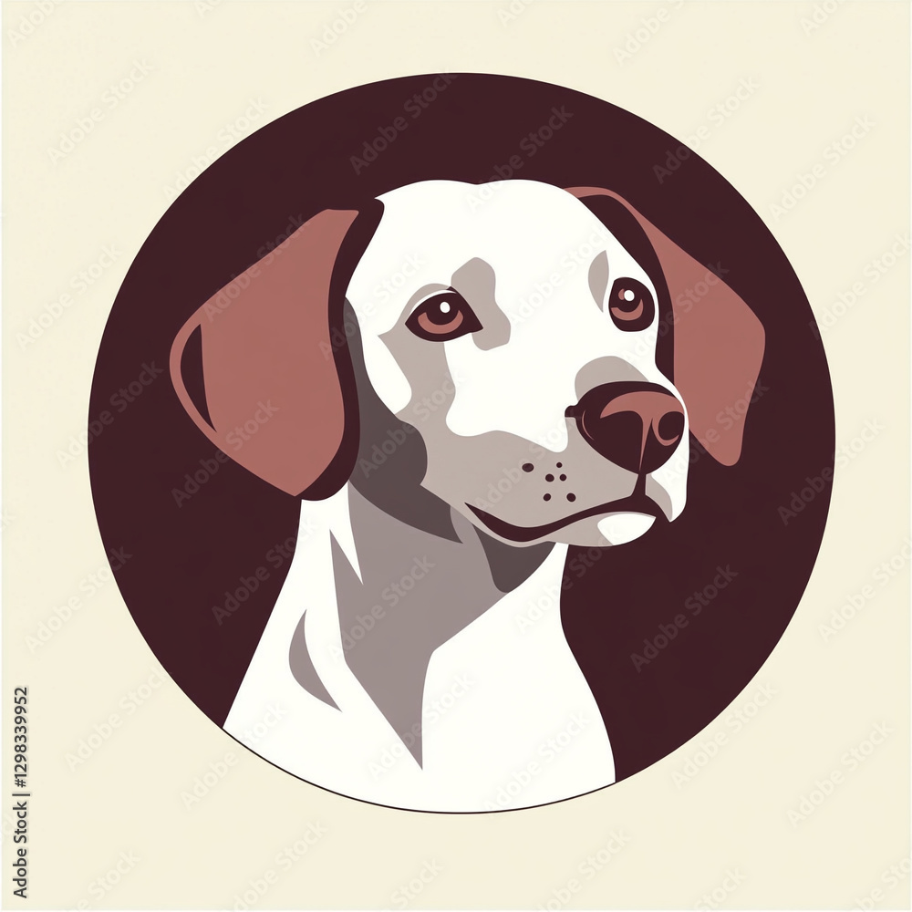 Fototapeta premium Brittany Dog with a Modern Pale Logo Design Showcasing the Unique Features and Playful Nature of This Beloved Breed in a Stylish and Contemporary Setting