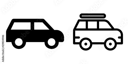 Modern Station Wagon Icon Design Symbol Set