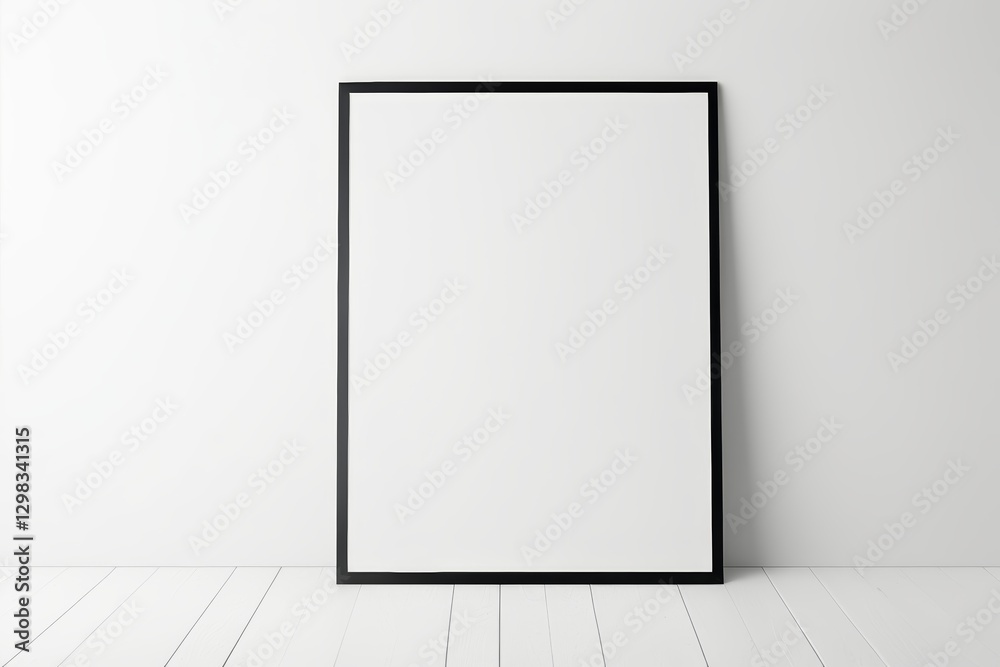 blank picture frame on the wall in a white room blank picture frame on the wall in a white room