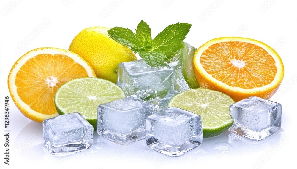 Citrus fruits and ice cubes Citrus fruits and ice cubes