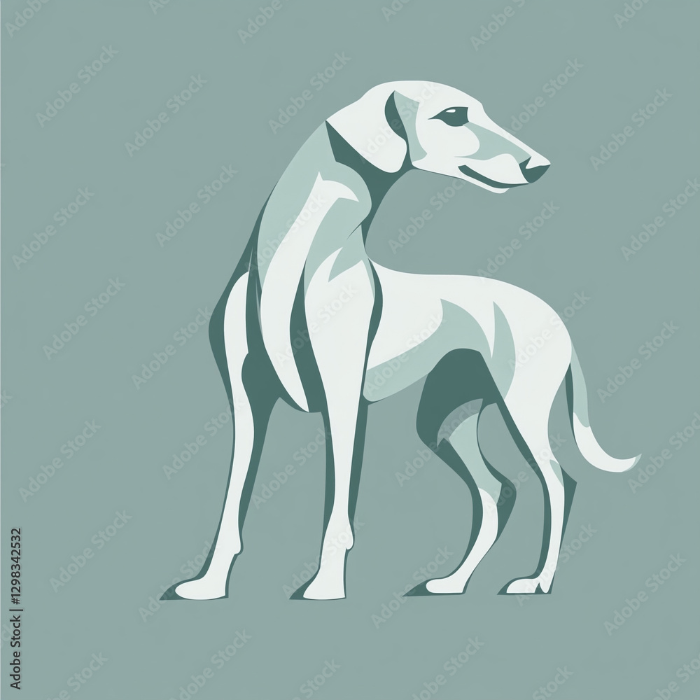 Obraz premium Scottish Deerhound Dog Logo Design Modern Pale Aesthetic Featuring a Majestic Canine Silhouette with Clean Lines and Contemporary Style for Branding and Visual Identity