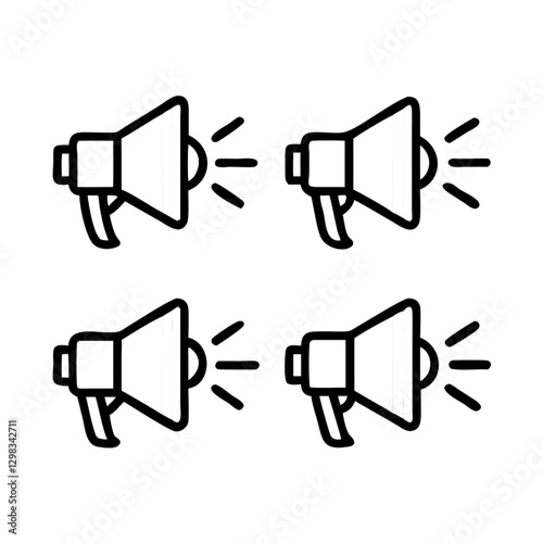Megaphone icons set. Loudspeaker megaphone vector icons. Advertising concept. Megaphone icon, loud speaker icon. Set of announcement icons. Advertising and business promotion symbol