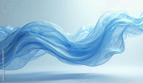 A picture of a red cloth being swept by the wind. Three-dimensionality	